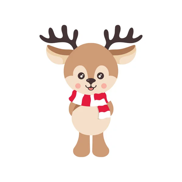 Eşarp vektörlü şirin bir geyiğin vektör görüntüsü