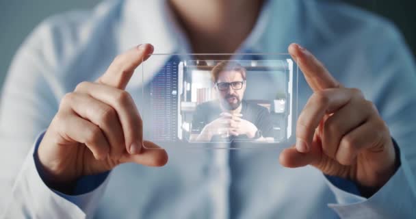 Conversación de video futurista — Vídeos de Stock