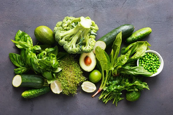 Instellen Van Gezonde Rauwkost Schoon Eten Van Groenten Bron Van — Stockfoto