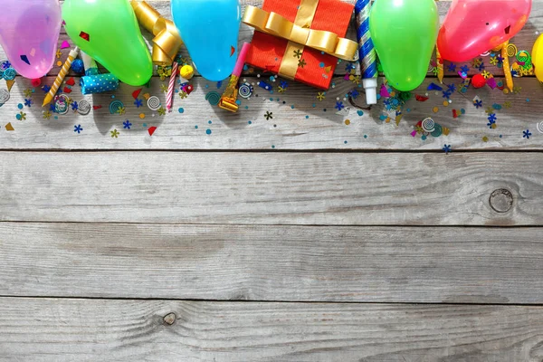 Vue Dessus Fond Fête Anniversaire Plat Poser Diverses Fête Décoration — Photo