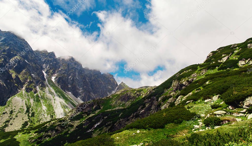 High tatras mountains in Slovakia. Mountain panoramic landscape