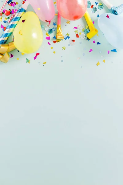 Party Decoration Pastel Blue Background — Stock Photo, Image