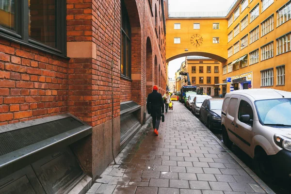 Вид Городскую Улицу Стокгольма Швеция — стоковое фото
