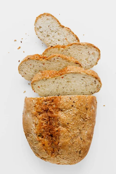 Pane Con Fette Pane Fondo Pietra — Foto Stock