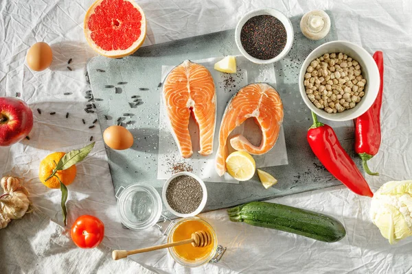 Вид Зверху Здорові Харчові Інгредієнти Приготування — стокове фото