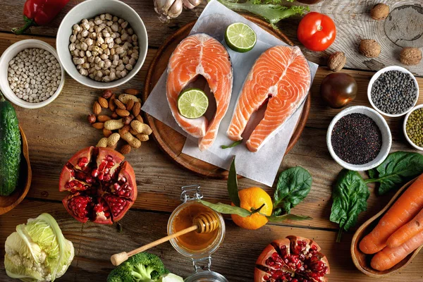Vista Superior Los Ingredientes Alimentarios Saludables Para Cocinar —  Fotos de Stock