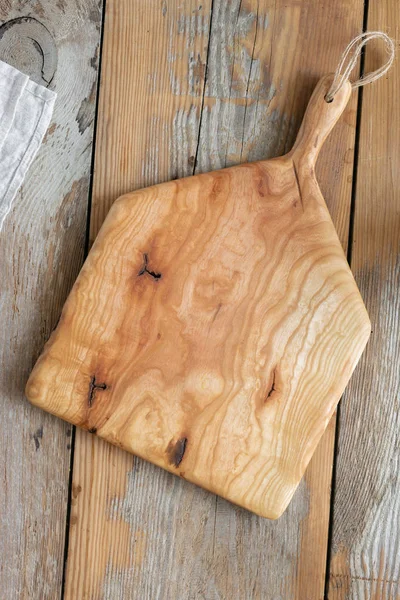 Tabla Cortar Hecha Mano Madera Mesa Cocina Vista Superior — Foto de Stock