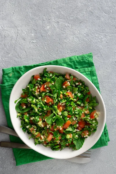Ingredientes Crus Cozinhar Salada Tabouli Vista Superior Alimentos Saudáveis — Fotografia de Stock