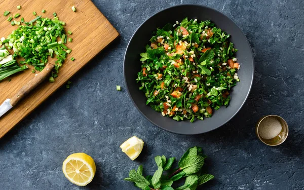 Ciotola Insalata Estiva Tabouli Vista Dall Alto — Foto Stock