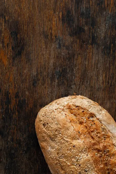 Pan pan crujiente mesa de madera copia espacio vista superior — Foto de Stock