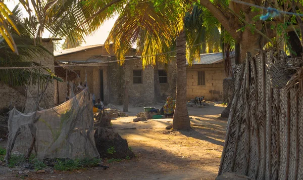 Amanecer Una Aldea Africana Local Zanzíbar Tanzania África — Foto de Stock