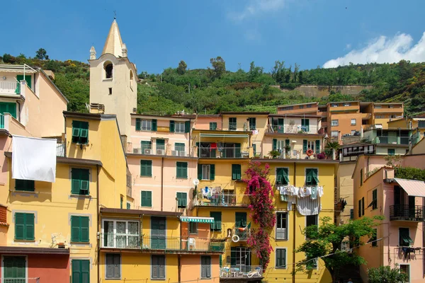 Vyhlídkový Pohled Barevnou Vesnici Riomaggiore Cinque Terre Itálii — Stock fotografie