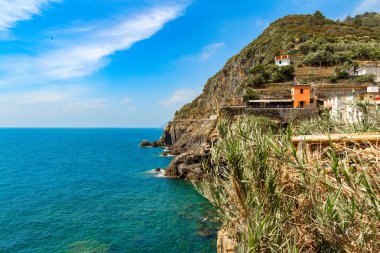 Cinque Terre İtalya Riomaggiorein görünümü
