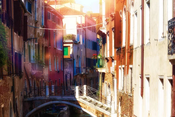 Venezianische Landschaft Mit Alten Bunten Häusern — Stockfoto