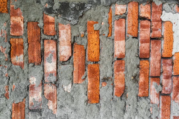 Textura Pared Vieja Con Ladrillo Rojo Cerca — Foto de Stock