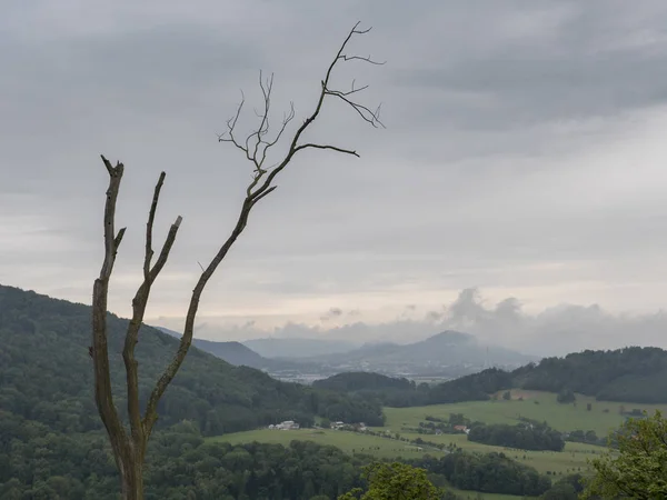 Панорамный Вид Долину Регионе Моравии Чешская Республика Летом Облачный День — стоковое фото