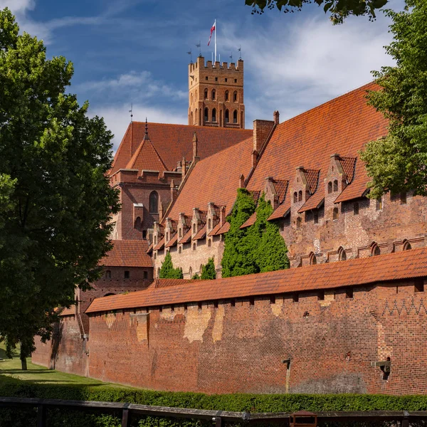 Malbork Castle Található Város Malbork Lengyelország 2018 Nyáron Külső Nézet — Stock Fotó