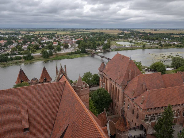 Malbork Castle Lengyelország 2018 Nyáron Madártávlat Nézete — Stock Fotó