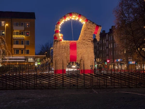 Gavleborg, İsveç Aralık 2018 Gavle şehir içinde Gavle keçi (Gavlebocken) gece görüş