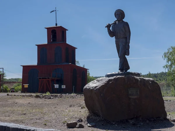 Bâtiment Shafthead Statue Mineur Falun Copper Mine Falu Gruva Falun — Photo