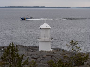 Hornslandet Yarımadası'nda yer alan Holick Doğa Rezervi'ndeki deniz feneri, Halsingland, İsveç
