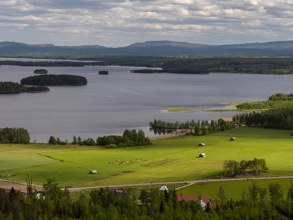 Vista Panorámica Del Valle Dellen Lakes Centro Suecia Halsingland — Foto de Stock