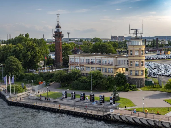 Antique Lighthouse Harbour Master Office Gdansk Nowy Port New Port — Stock Photo, Image