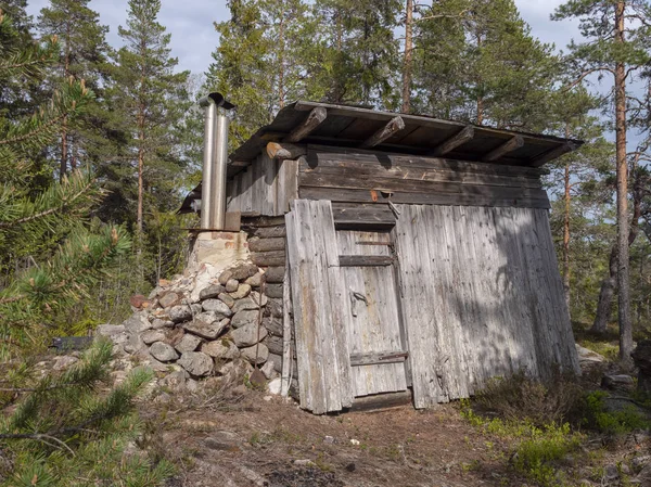 Flimsy Wooden Hut Scandinavian Forest — Stock Photo, Image