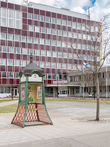 Hôtel Ville Une Cabine Téléphonique Antique Soderhamn Suède — Photo