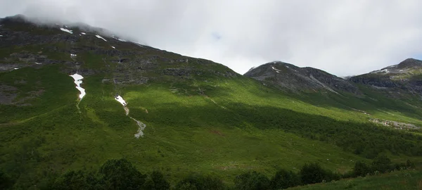 Panorama de la montaña cubierta de musgo verde — Foto de Stock