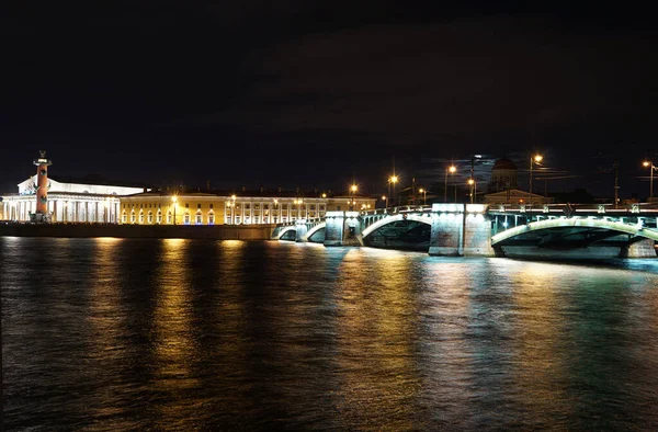 Landmarks Night City Saint Petersburg Russia Neva River Bridges Royalty Free Stock Photos