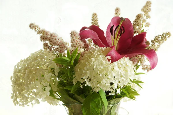 Beautiful Bouquet Large Flowers White Background — Stock Photo, Image