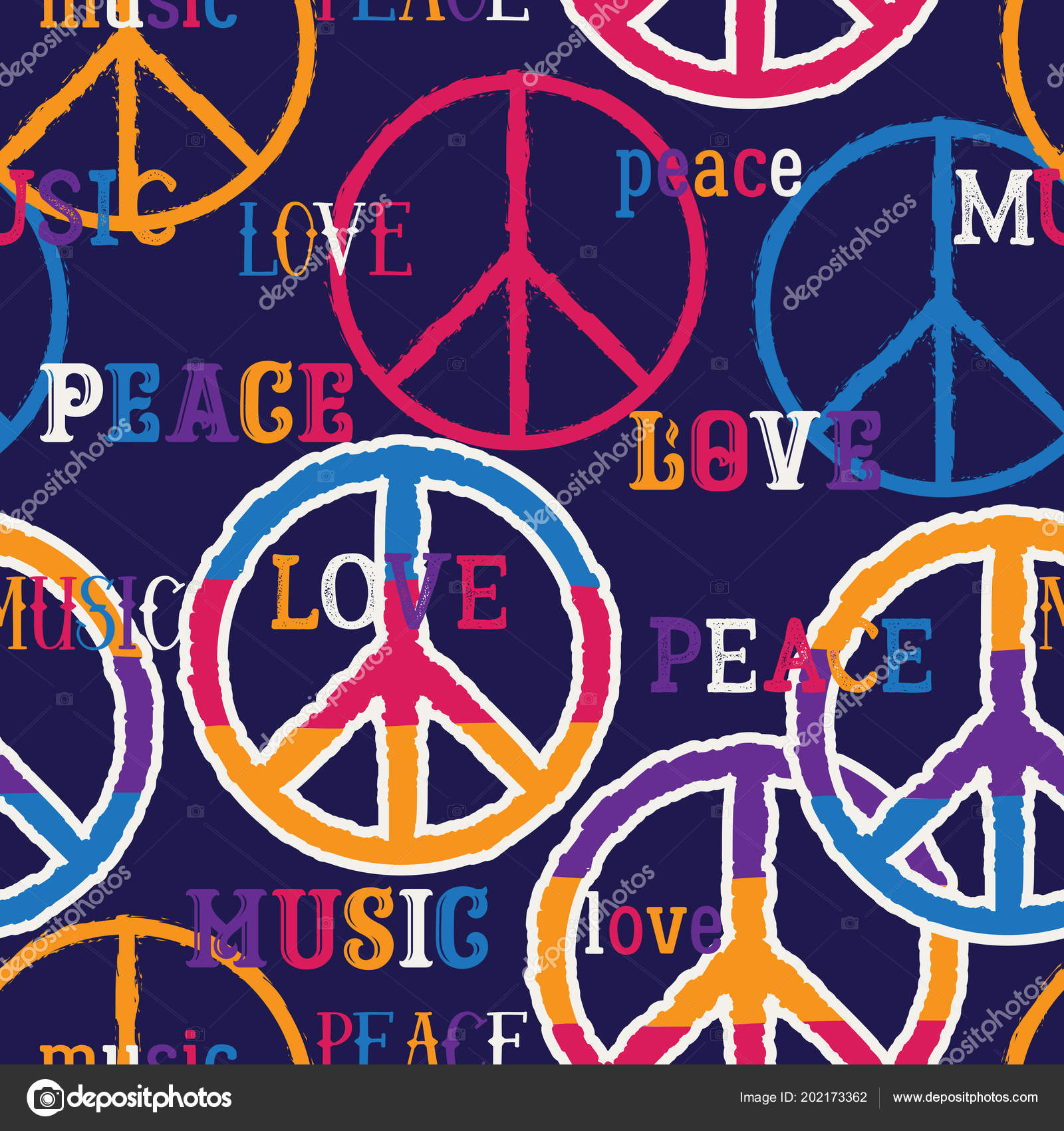 Download Hippie Peace Symbol Peace Love Music Sign Colorful Background Design Vector Image By C Kateja Vector Stock 202173362