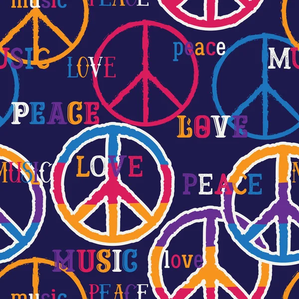 Hippie Peace Symbool Vrede Liefde Muziek Teken Kleurrijke Achtergrond Ontwerp — Stockvector