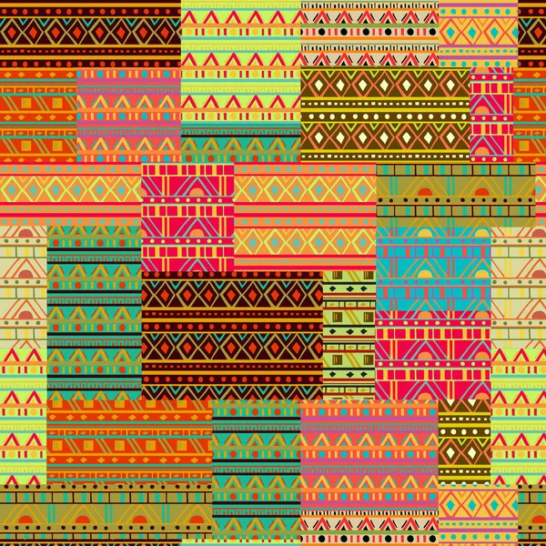Patrón Mosaico Sin Costuras Con Ornamento Geométrico Tribal Diseño Étnico — Vector de stock