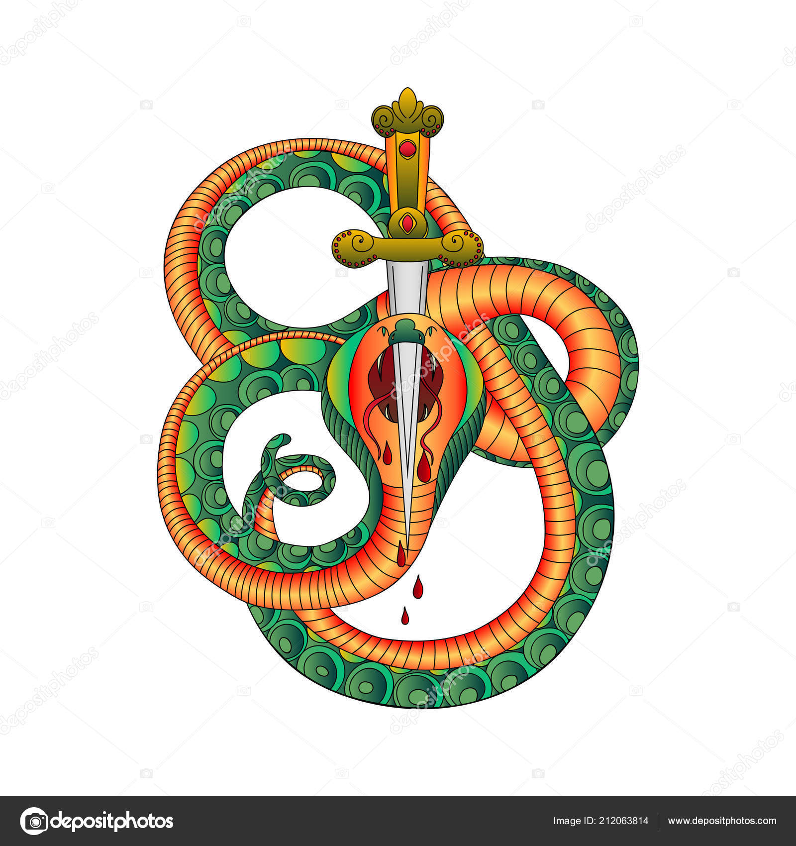 Snake Sword Old School Tattoo Style Isolated Element White Background Stock  Vector Image by ©kateja #212063814