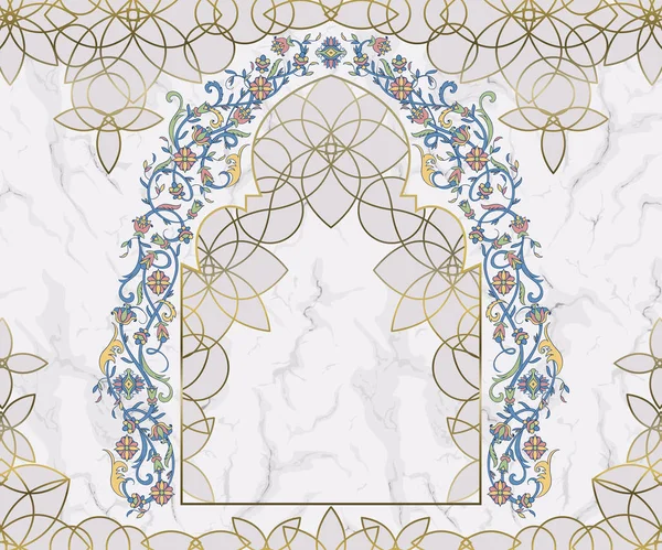 Arabski Żywopłoty Tradycyjne Islamskie Ornament Białym Tle Marmurowych Meczet Ozdoba — Wektor stockowy