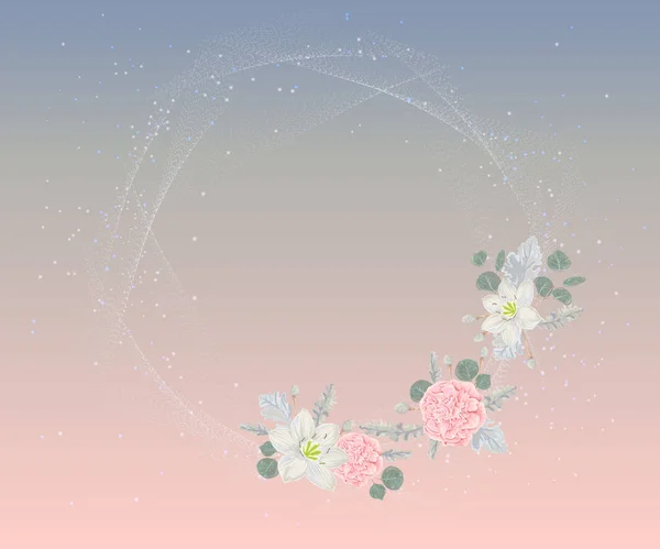 Cadre Avec Des Éléments Floraux Dans Style Aquarelle Particules Camellias — Image vectorielle