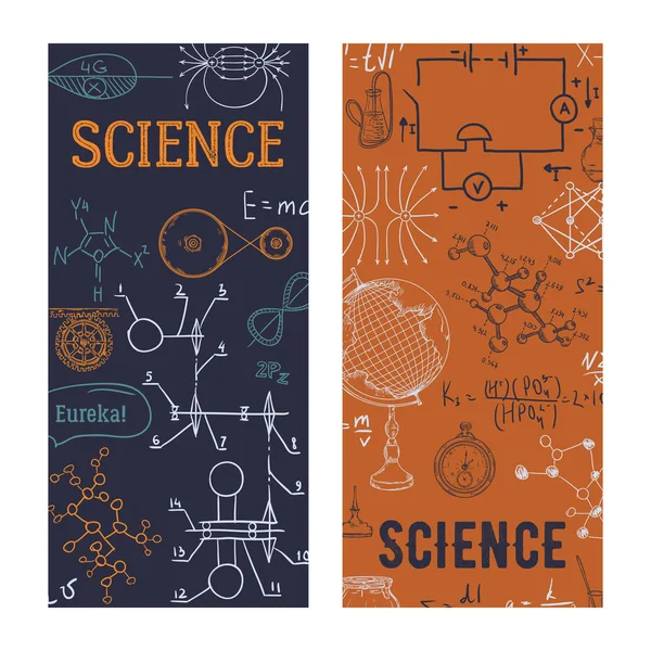 Science Vintage Scientific Equipment Formulas Elements Design Template Card Print — Stock Vector