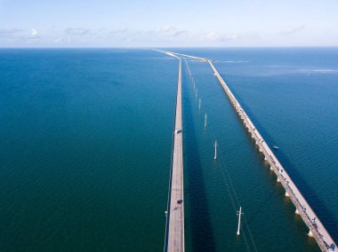 Aerial drone photography of Seven Mile Bridge on the way to Key West Florida. clipart