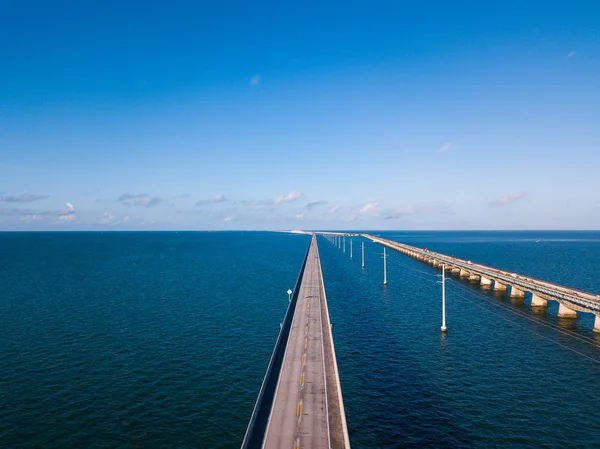 Aerial Drone Shot Seven Mile Bridge Way Key West Florida — стоковое фото