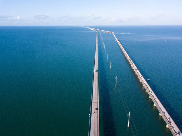 Key West Florida Giderken Yedi Mil Köprüsü Nün Hava Dron Telifsiz Stok Imajlar