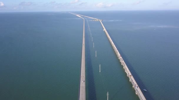 Antenowe Drone Wideo Siedem Metrów Most Pobliżu Florida Maraton Drodze — Wideo stockowe