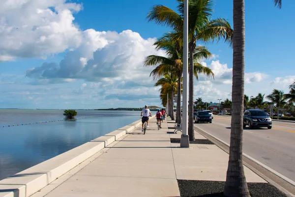 Nábřeží Chodník Podél Blvd Roosevelt Key West Floridě Cyklisty — Stock fotografie
