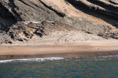Tracks of turtle in sand, Bartolome Island, Galapagos Islands, Ecuador, South America. clipart