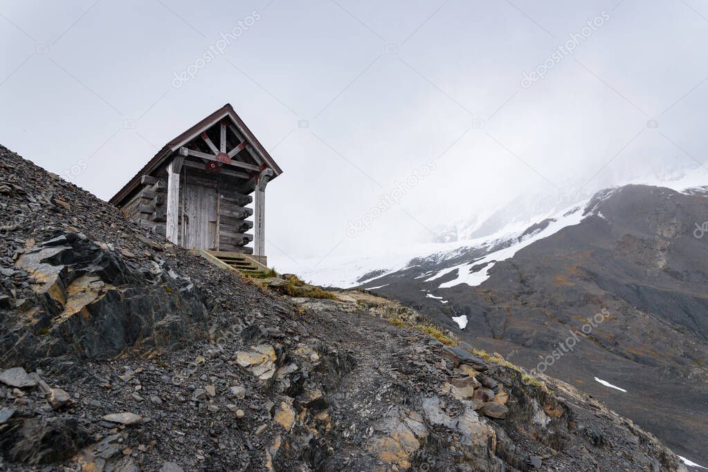 Survival Hut on Exit Glacier, Harding Icefields Trail,  Kenai Fjords National Park, Seward, Alaska, United States