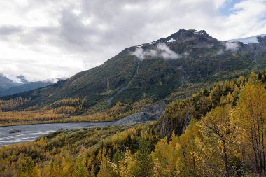 Buzul Çıkış 'ın üstündeki sıradağlar, Harding Icefield, Kenai Fjords Ulusal Parkı, Seward, Alaska, ABD