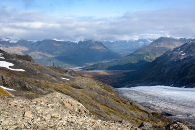 Exit Glacier Görünümü, Harding Icefield, Kenai Fjords Ulusal Parkı, Seward, Alaska, Amerika Birleşik Devletleri