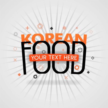 Kore yemekleri için turuncu logo şablonu. promosyon, reklam, pazarlama için. Gıda uygulama kapağı, mutfak logosu, gıda dükkanı logosu, restoran web kapağı, yemek kitabı, yemek bulaşık kitabı web sitesi için olabilir