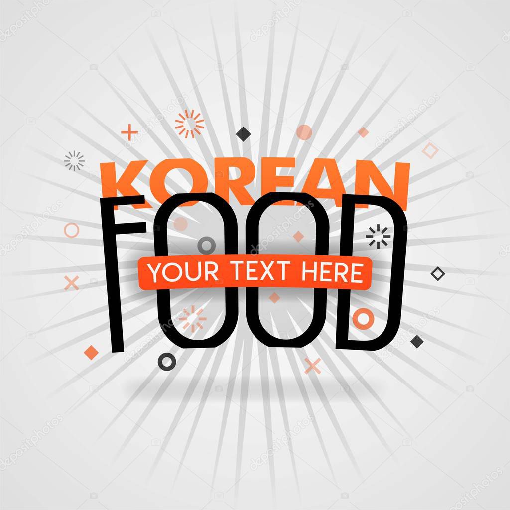 Orange logo template for korean food. for promotion, advertising, marketing. Can be for food application cover, culinary logo, food shop logo, restaurant web cover, cookbook, cooking dish book website